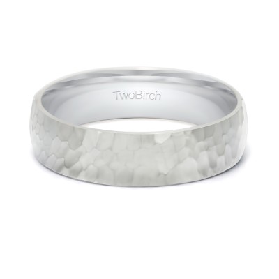 5.5 Millimeter Wide Hammered Finish Plain Men's Wedding Ring