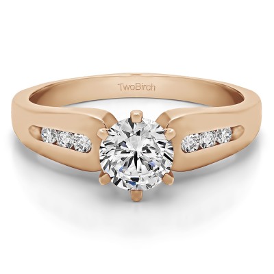 0.66 Ct. Round Graduated Channel Engagement Ring in Rose Gold