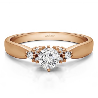 0.51 Ct. Round Engagement Ring with Cluster Sides in Rose Gold