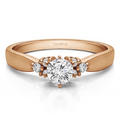 0.51 Ct. Round Engagement Ring with Cluster Sides in Rose Gold