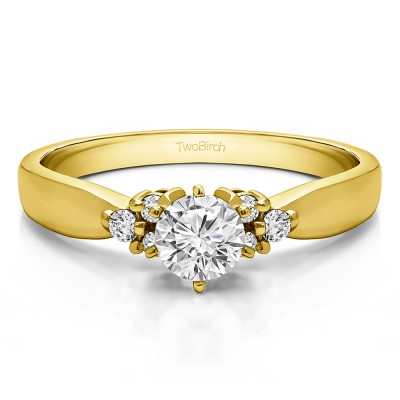 0.51 Ct. Round Engagement Ring with Cluster Sides in Yellow Gold