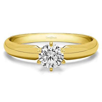 0.5 Carat Traditional Style Pinched Center Solitaire in Yellow Gold