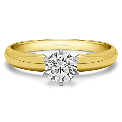 0.75 Carat Traditional Style Pinched Center Solitaire in Two Tone Gold