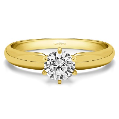 0.75 Carat Traditional Style Pinched Center Solitaire in Yellow Gold