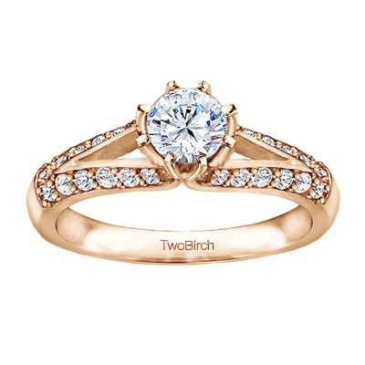 1 Ct. Round Split Knife Edged Shank Engagement Ring in Rose Gold