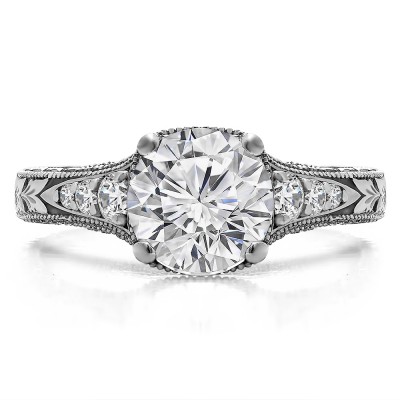 Engraved Engagement Ring  Bridal Set (2 Rings) (1.56 Ct. Twt.)