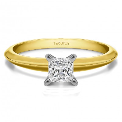 0.2 Carat Traditional Style Princess Solitaire in Two Tone Gold