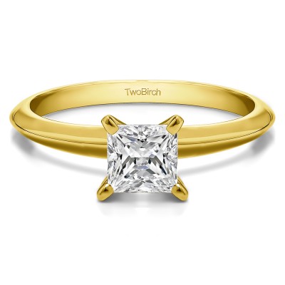 0.75 Carat Traditional Style Princess Solitaire in Yellow Gold