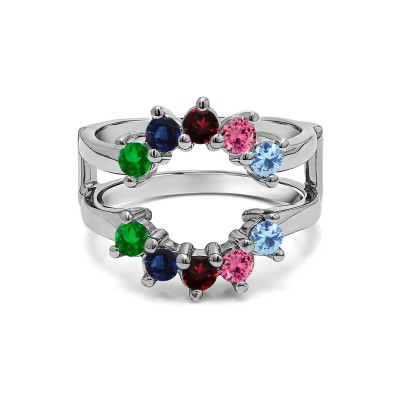 Genuine Birthstone Sunburst Style Ring Guard with Gorgeous Round Stones(0.5 Carat)