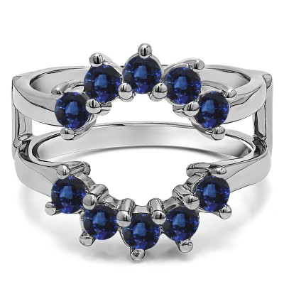 0.2 Ct. Sapphire Round Sunburst Halo Ring Guard