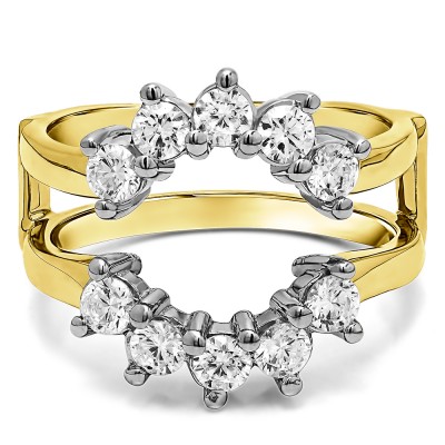 0.5 Ct. Round Sunburst Halo Ring Guard in Two Tone Gold