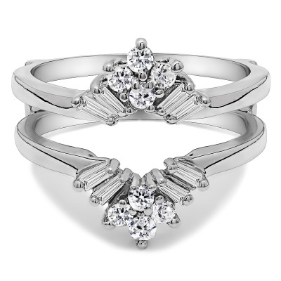 0.57 Ct. V Shaped Round and Tapered Baguette Ring Guard