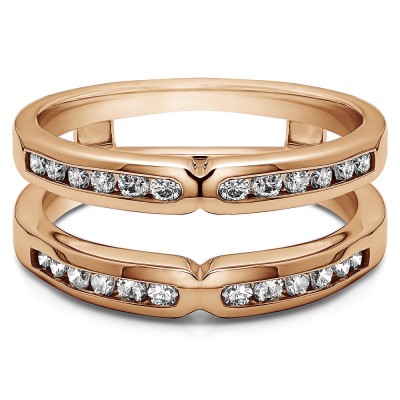 0.26 Ct. Round X Design Channel Set Ring Guard in Rose Gold