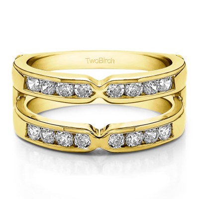 1 Ct. Round X Design Channel Set Ring Guard in Yellow Gold