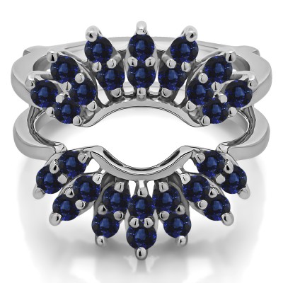 0.98 Ct. Sapphire Double Row Halo Sunburst Ring Guard