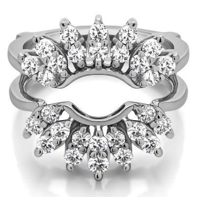 0.98 Ct. Double Row Halo Sunburst Ring Guard