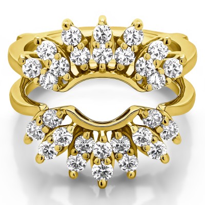 0.98 Ct. Double Row Halo Sunburst Ring Guard in Yellow Gold