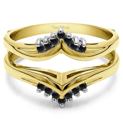 0.25 Ct. Round Prong Set Chevron Ring Guard in Two Tone Gold