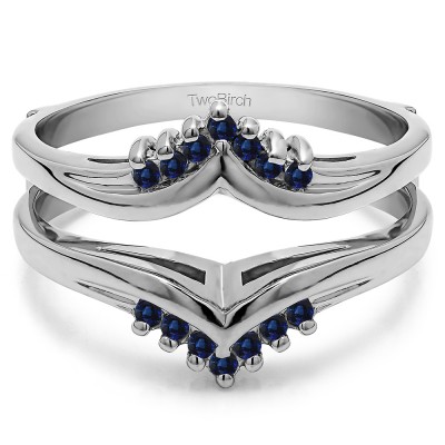 0.25 Ct. Sapphire Round Prong Set Chevron Ring Guard