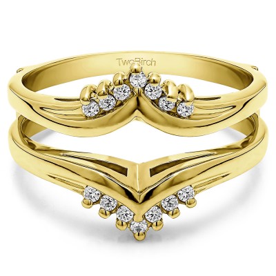 0.25 Ct. Round Prong Set Chevron Ring Guard in Yellow Gold