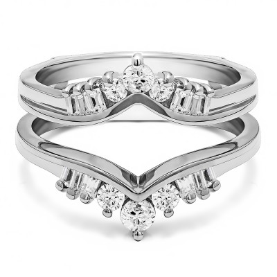 0.48 Ct. Baguette and Round Chevron ring guard