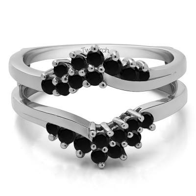 0.66 Ct. Black Stone Bypass Chevron Ring Guard Enhancer