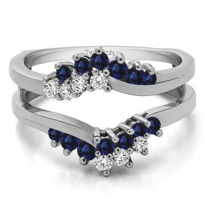 0.66 Ct. Sapphire and Diamond Bypass Chevron Ring Guard Enhancer