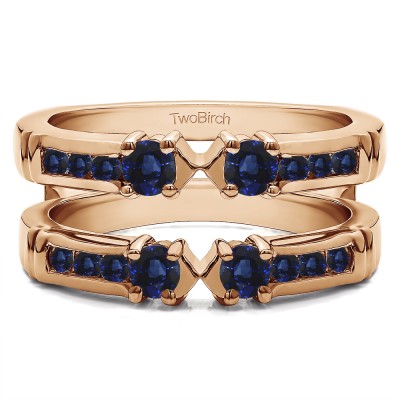 0.76 Ct. Sapphire Three Stone Ring Guard Enhancer in Rose Gold