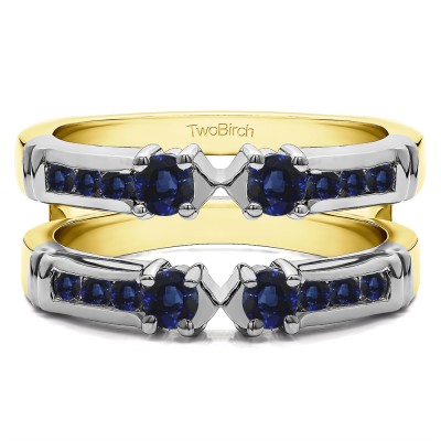 0.76 Ct. Three Stone Ring Guard Enhancer in Two Tone Gold