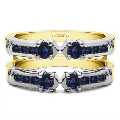 0.76 Ct. Three Stone Ring Guard Enhancer in Two Tone Gold