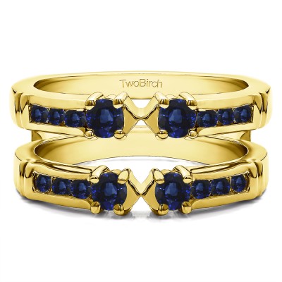 0.76 Ct. Sapphire Three Stone Ring Guard Enhancer in Yellow Gold