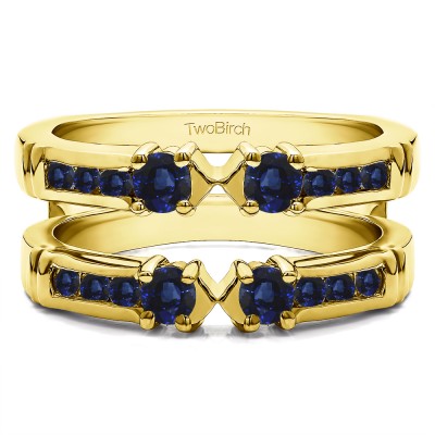 0.76 Ct. Sapphire Three Stone Ring Guard Enhancer in Yellow Gold