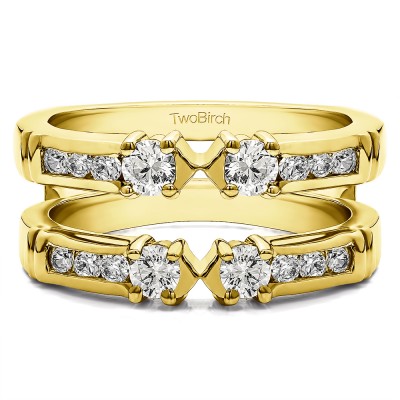 0.76 Ct. Three Stone Ring Guard Enhancer in Yellow Gold