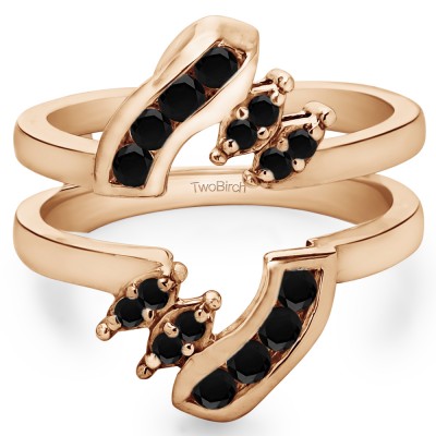 0.36 Ct. Black Stone Round Twist Ring Guard in Rose Gold