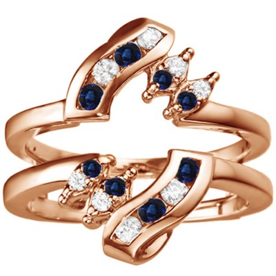 0.36 Ct. Sapphire and Diamond Round Twist Ring Guard in Rose Gold