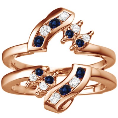 0.36 Ct. Sapphire and Diamond Round Twist Ring Guard in Rose Gold