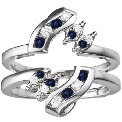0.36 Ct. Sapphire and Diamond Round Twist Ring Guard