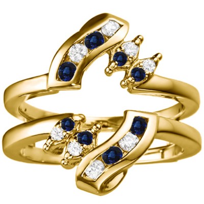 0.36 Ct. Sapphire and Diamond Round Twist Ring Guard in Yellow Gold