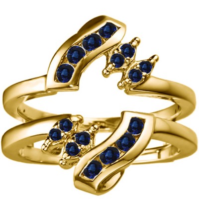 0.36 Ct. Sapphire Round Twist Ring Guard in Yellow Gold