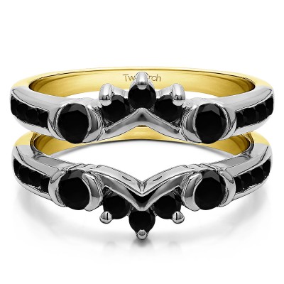 1.01 Ct. Half Halo Prong and Channel Set Ring Guard in Two Tone Gold