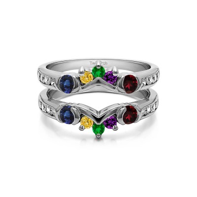 Genuine Birthstone Half Halo Classic Style Ring Guard(1 Carat)