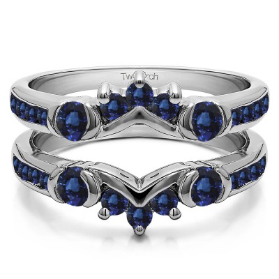 1.01 Ct. Sapphire Half Halo Prong and Channel Set Ring Guard