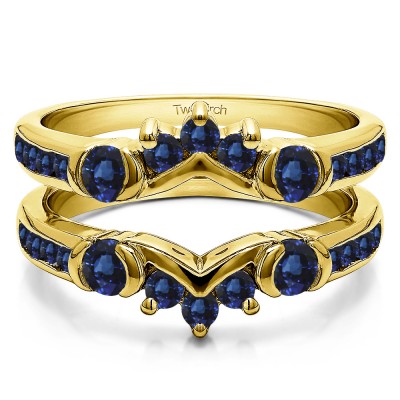 1.01 Ct. Sapphire Half Halo Prong and Channel Set Ring Guard in Yellow Gold