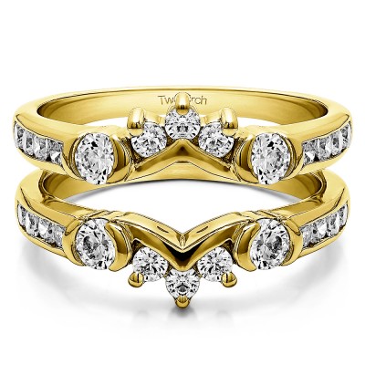 1.01 Ct. Half Halo Prong and Channel Set Ring Guard in Yellow Gold