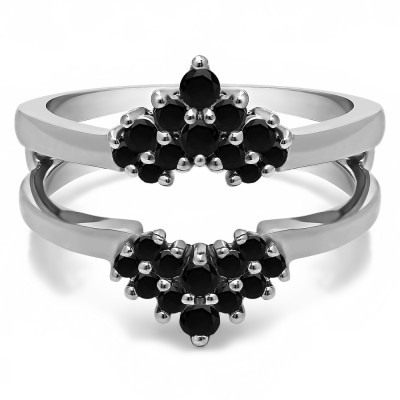 0.37 Ct. Black Stone Double Row Round Prong Set Ring Guard