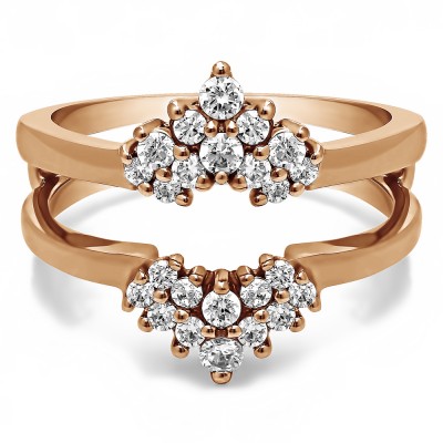 0.37 Ct. Double Row Round Prong Set Ring Guard in Rose Gold