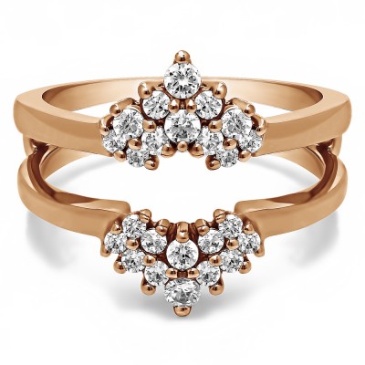 0.37 Ct. Double Row Round Prong Set Ring Guard in Rose Gold