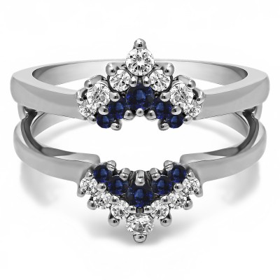 0.37 Ct. Sapphire and Diamond Double Row Round Prong Set Ring Guard