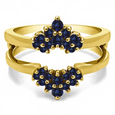 0.37 Ct. Sapphire Double Row Round Prong Set Ring Guard in Yellow Gold