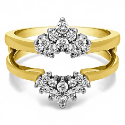 0.37 Ct. Double Row Round Prong Set Ring Guard in Two Tone Gold